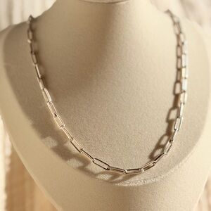 Elegant Silver Paper Clip Necklace